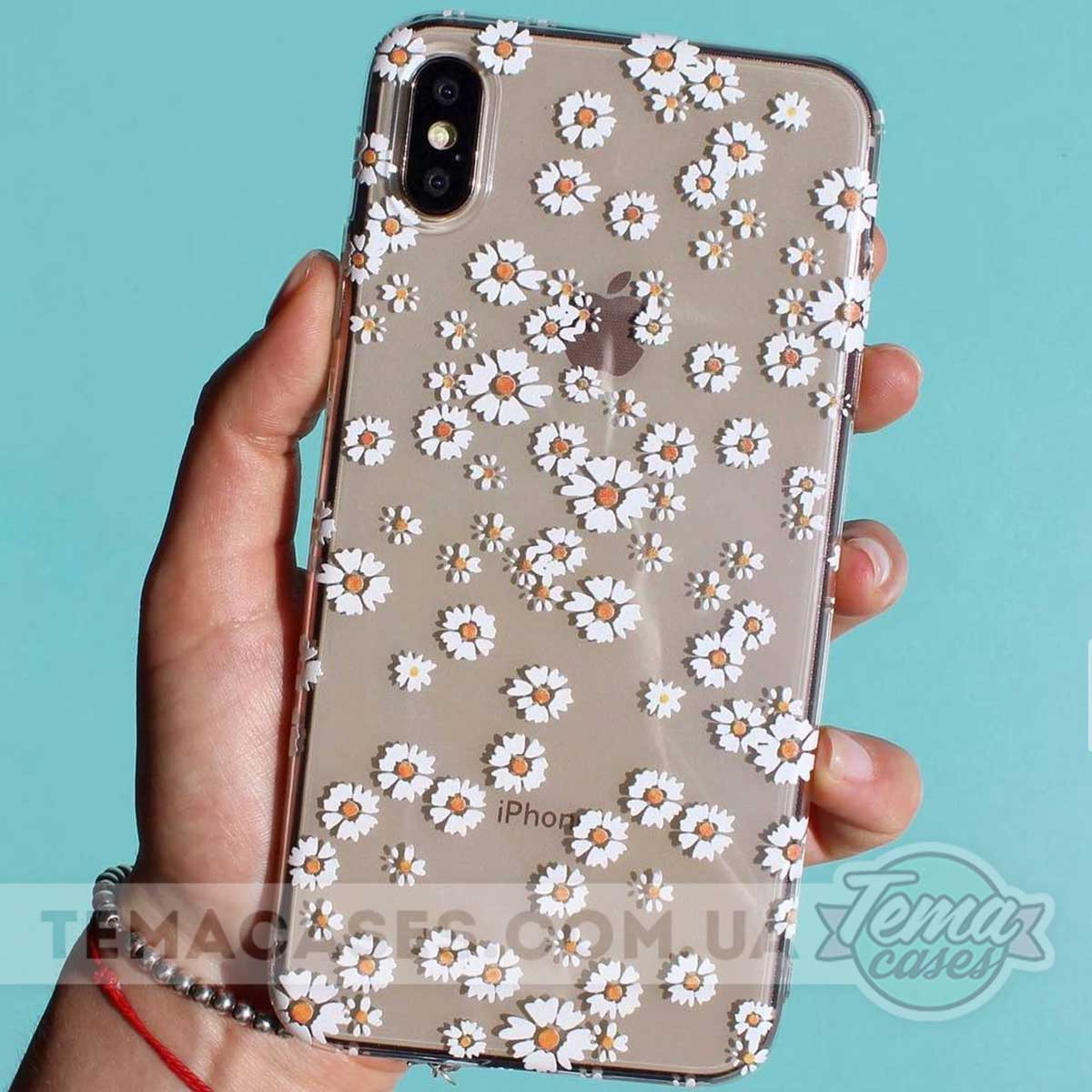 Прозорий чохол для iPhone 8 Plus з дрібними ромашками